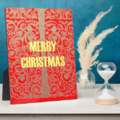 Happy Christmas Rood en Goud Collectie Fotoplaat (Zijkant)
