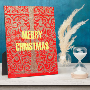Happy Christmas Rood en Goud Collectie Fotoplaat