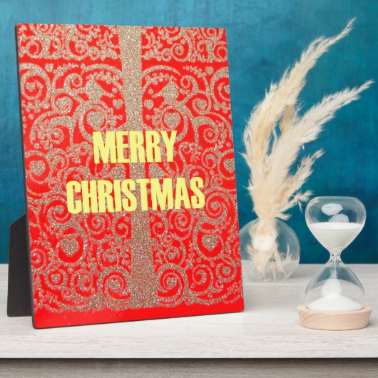 Happy Christmas Rood en Goud Collectie Fotoplaat (Zijkant)