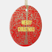 Happy Christmas Rood en Goud Collectie Keramisch Ornament (Rechts)