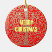 Happy Christmas Rood en Goud Collectie Keramisch Ornament (Voorkant)