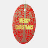 Happy Christmas Rood en Goud Collectie Keramisch Ornament (Rechts)
