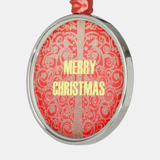 Happy Christmas Rood en Goud Collectie Metalen Ornament (Links)
