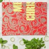 Happy Christmas Rood en Goud Collectie Theedoek (Gevouwen)