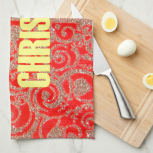 Happy Christmas Rood en Goud Collectie Theedoek