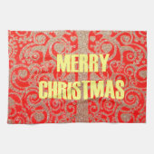 Happy Christmas Rood en Goud Collectie Theedoek (Horizontaal)