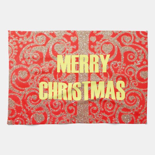 Happy Christmas Rood en Goud Collectie Theedoek (Horizontaal)