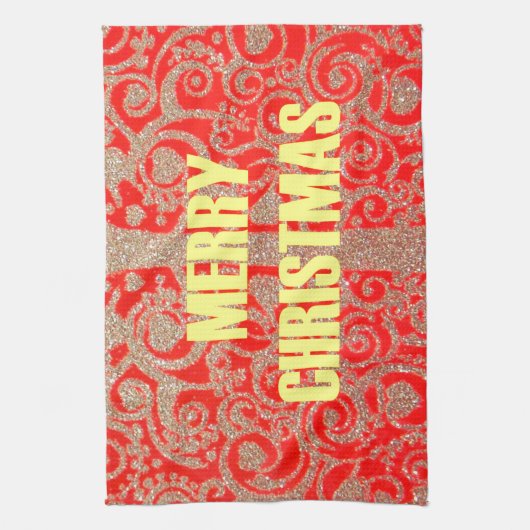 Happy Christmas Rood en Goud Collectie Theedoek (Verticaal)