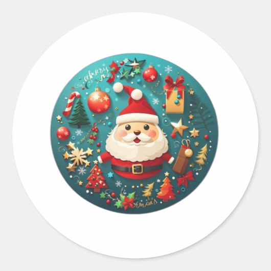 Happy Christmas Rounded Sticker (Voorkant)