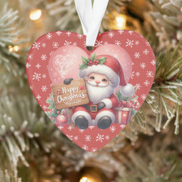 Happy Christmas Santa Claus Heart Acryl Ornament