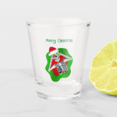 Happy Christmas Skeleton in Wavy Bright Circle Pet Shot Glas (Voorkant)