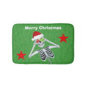 Happy Christmas Skeleton Ornament Eyes Stars Groen Badmat (Voorkant)