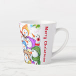 Happy Christmas Snowman Latte Mok<br><div class="desc">Latte Mokken met Happy Snowmans Merry Christmas Party Funny Drawing Cartoon Snowman Celebration - Kies / Voeg uw unieke tekst / lettertype / kleur - Maak uw speciale Mok cadeau - Formaat wijzigen en verplaatsen of verwijderen en toevoegen van onderdelen / afbeelding met aanpassingstool! - Tekenen en ontwerpen door MIGNED....</div>
