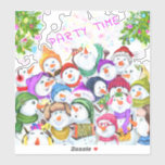 Happy Christmas Snowman Party Funny Sticker<br><div class="desc">Stickers met Happy Snowmans Merry Christmas Party Funny Drawing Cartoon Snowman and Text - Kies / Voeg uw unieke tekst / lettertype / kleur - Maak uw speciale cadeau Sticker - Formaat wijzigen en verplaatsen of verwijderen en toevoegen van onderdelen / afbeelding met aanpassingstool! - Tekenen en ontwerpen door MIGNED....</div>