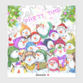 Happy Christmas Snowman Party Funny Sticker (Vel)