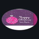 Happy Christmas sparkle bauble cadeau sticker<br><div class="desc">Glitter boomdecoratie stijl sticker toe te voegen aan uw geschenken. Ontwerp door Sarah Trett.</div>