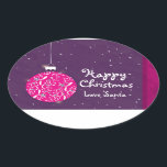Happy Christmas sparkle bauble cadeau sticker<br><div class="desc">Glitter boomdecoratie stijl sticker toe te voegen aan uw geschenken. Ontwerp door Sarah Trett.</div>