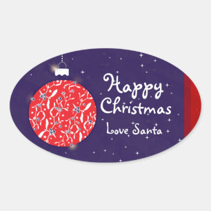 Happy Christmas sparkle bauble cadeau sticker blau