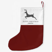 Happy Christmas Stijlvolle Herten met Naam Rood Kleine Kerstsok (Achterkant)