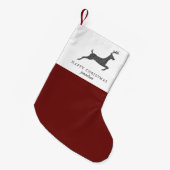 Happy Christmas Stijlvolle Herten met Naam Rood Kleine Kerstsok (Voorkant (Hangend))