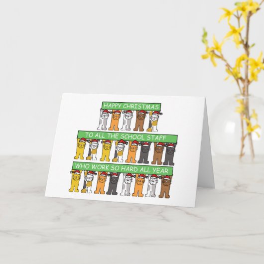 Happy Christmas to All the School Staff Kaart (Gele Bloem)