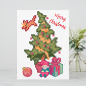 Happy Christmas tree, gnoom, pixelart, Pixel Art  Kaart (Staand voorkant)
