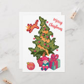 Happy Christmas tree, gnoom, pixelart, Pixel Art  Kaart (Voorkant / Achterkant in situ)