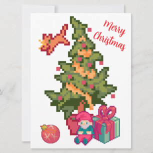 Happy Christmas tree, gnoom, pixelart, Pixel Art  Kaart