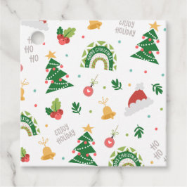 Happy Christmas Tree Ornamenten Decoratiepatroon Bedankjes Labels