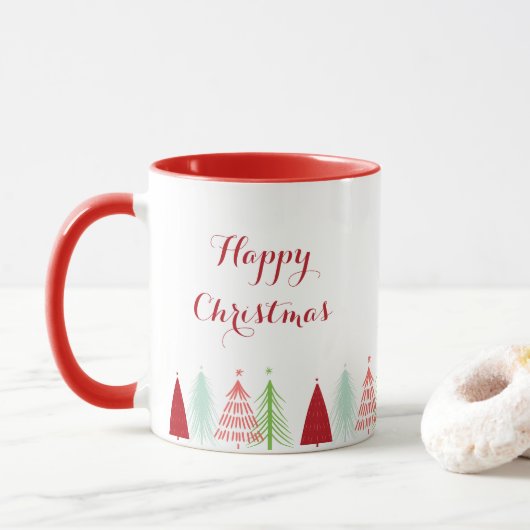 Happy Christmas Tree Row Mug Mok (Met donut)