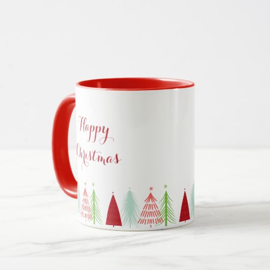 Happy Christmas Tree Row Mug Mok (Voorkant links)
