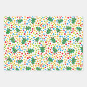 Happy Christmas Trees, Polka Dots en Stripes Inpakpapier Vel (Voorkant 3)
