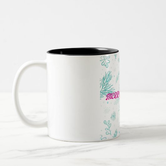 Happy Christmas Two-Tone Coffee Mok (Links)