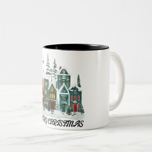 Happy Christmas Two-Tone Coffee Mok (Voorkant rechts)
