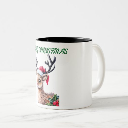 Happy Christmas Two-Tone Coffee Mok (Voorkant rechts)