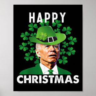 Happy Christmas verwarde grappige Joe Biden St Pat Poster