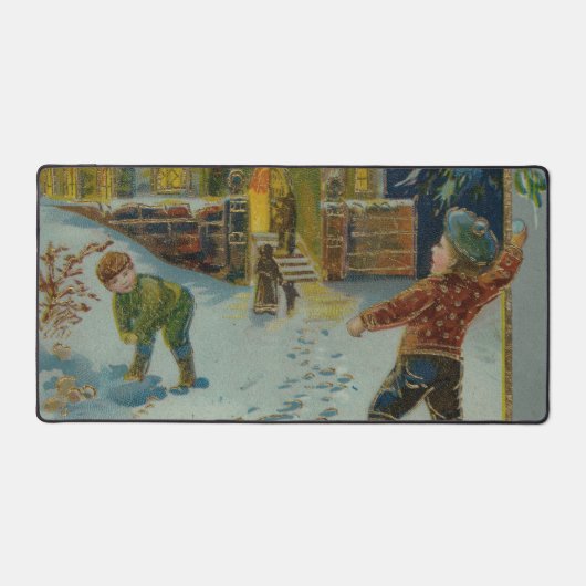Happy Christmas - Vintage snowball fight postcard Bureaumat (Voorkant)