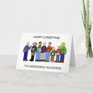 Happy Christmas Vrijwillige Cartoon Groep Kaart