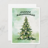 Happy Christmas Waterverf kerstboom Feestdagenkaart (Voorkant / Achterkant)