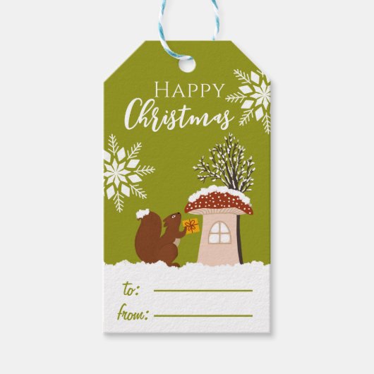 Happy Christmas Wild dier Winter Gift Naam Cadeaulabel (Voorkant)