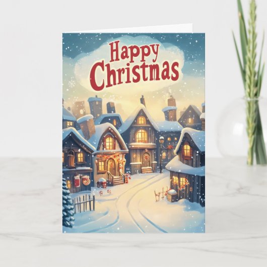 Happy Christmas Winter Village Feestdagen Kaart (Voorkant)