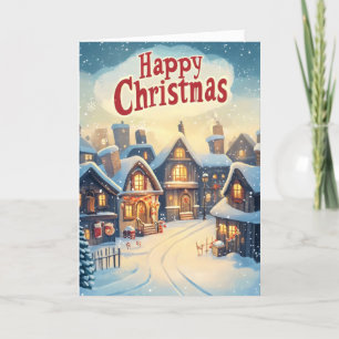 Happy Christmas Winter Village Feestdagen Kaart