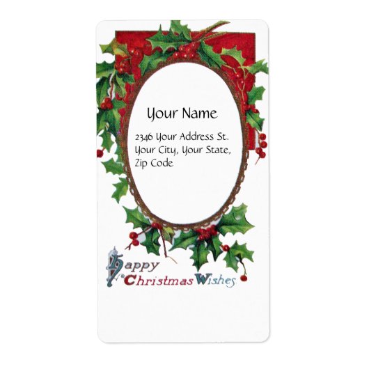 HAPPY CHRISTMAS WISHES ETIKET (Voorkant)