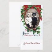 HAPPY CHRISTMAS WIST MET HOLLY BERRIES FEESTDAGENKAART (Voorkant / Achterkant)