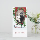 HAPPY CHRISTMAS WIST MET HOLLY BERRIES FEESTDAGENKAART (Staand voorkant)