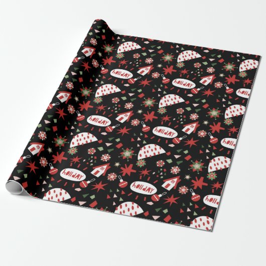 Happy Christmas X-mas Gift wrap Cadeaupapier (Uitgerold)