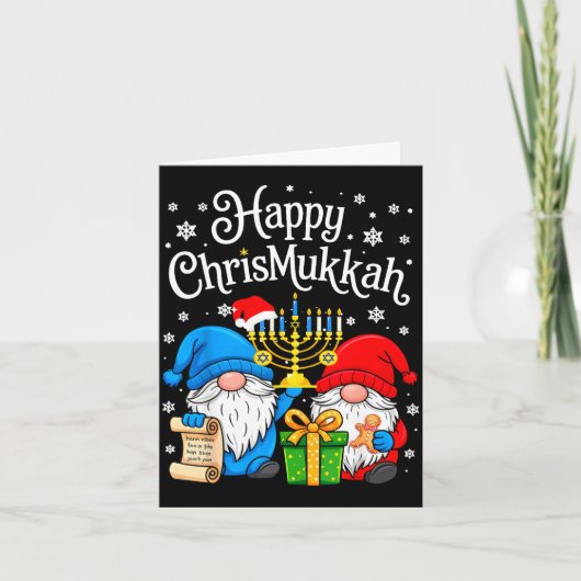 Happy Christmukkah Hanukkah Christmas Gnome Xmas F Kaart (Voorkant)