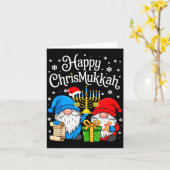 Happy Christmukkah Hanukkah Christmas Gnome Xmas F Kaart (Gele Bloem)