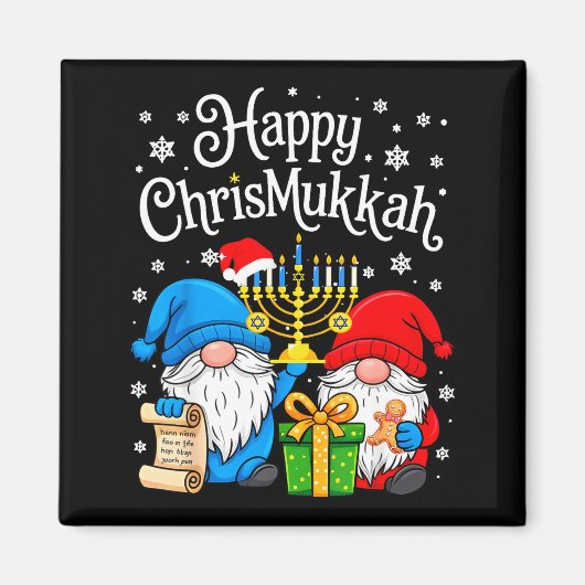 Happy Christmukkah Hanukkah Christmas Gnome Xmas F Magneet (Voorkant)