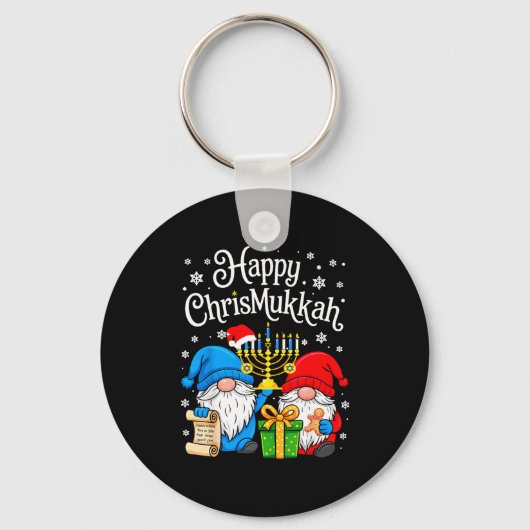 Happy Christmukkah Hanukkah Christmas Gnome Xmas F Sleutelhanger (Voorkant)